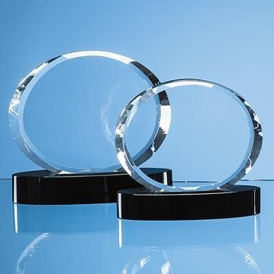 OPTICAL CRYSTAL OVAL AWARD Mounted on an Onyx Black Base