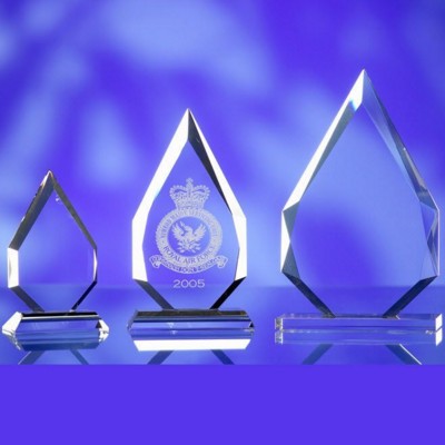 OPTICAL CRYSTAL POINTED STAR AWARD TROPHY