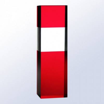 RED & CLEAR OPTICAL CRYSTAL COLUMN AWARD