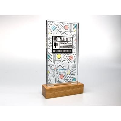 STANDARD SHAPE ACRYLIC AWARD with Plain Wood Base