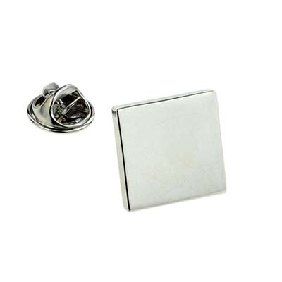 PLAIN SQUARE LAPEL PIN BADGE FOR ENGRAVING