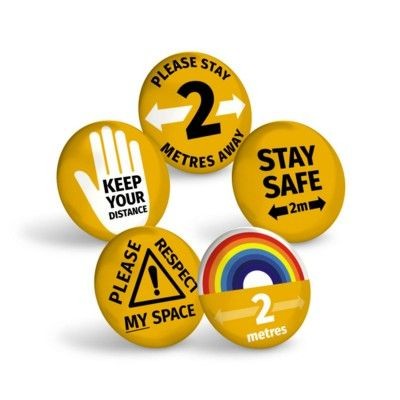 STAY SAFE AMBER BUTTON BADGE