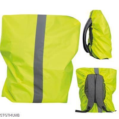 RAIN COVER FOR BACKPACKS with Reflective Strips & Elastic Drawstring in Yellow