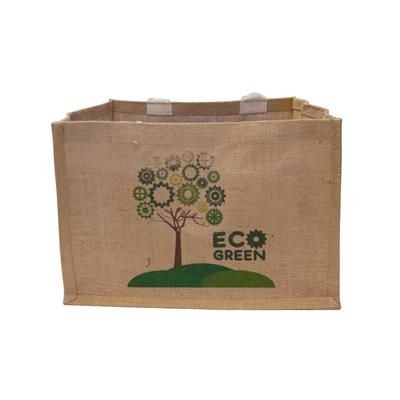 100% NATURAL JUTE SUSTAINABLE BOX SHOPPER TOTE BAG with Pp Lamination