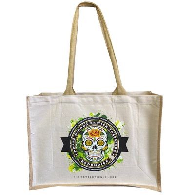 100% NATURAL JUTE SUSTAINABLE CANVAS SHOPPER TOTE BAG FOR LIFE