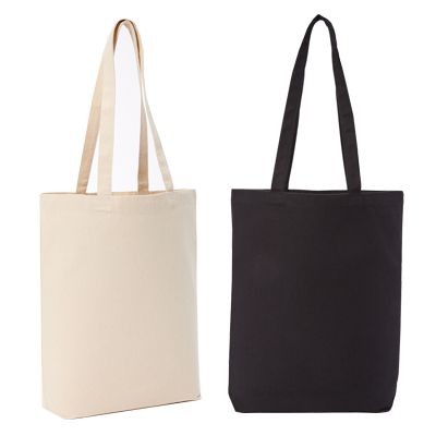 100% RECYCLED COTTON 280GSM SUSTAINABLE CANVAS FLAT BASE SHOPPER with Long Handles