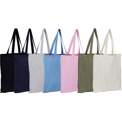 100% RECYCLED COTTON BLEND ECO SHOPPER TOTE BAG with Long Handles