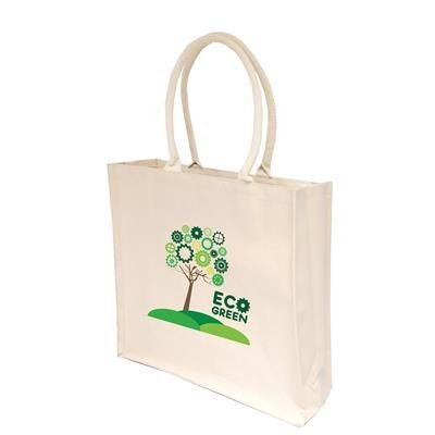 10OZ LARGE NATURAL COTTON CANVAS SHOPPER TOTE BAG with Inside Lamination