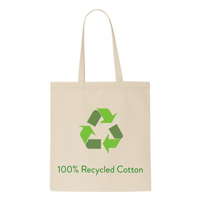 10OZ NATURAL RECYCLED SUSTAINABLE COTTON CANVAS SHOPPER TOTE BAG