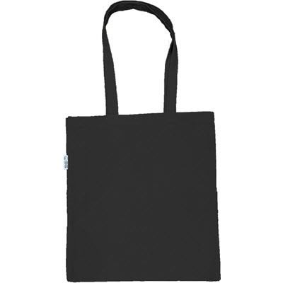 10OZ ORGANIC COTTON SHOPPER in Black & Navy with Long Handles