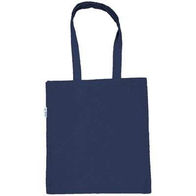 10OZ ORGANIC COTTON SHOPPER in Black & Navy with Long Handles