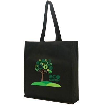 12OZ SUSTAINABLE COTTON CANVAS SHOPPER TOTE BAG in Black