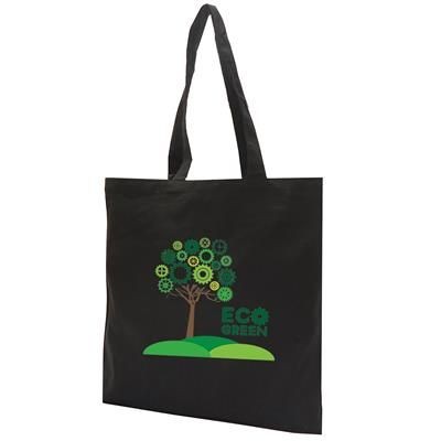 12OZ SUSTAINABLE COTTON CANVAS SHOPPER TOTE BAG in Black