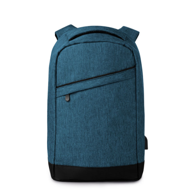 2 TONE BACKPACK RUCKSACK INCL USB PLUG in Blue