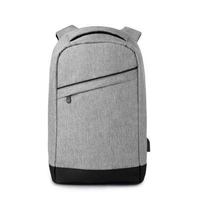 2 TONE BACKPACK RUCKSACK INCL USB PLUG in Grey