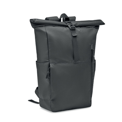 300D RPET ROLLTOP BACKPACK RUCKSACK in Black