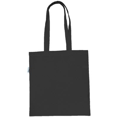 5OZ BLACK ORGANIC COTTON SHOPPER with Long Handles