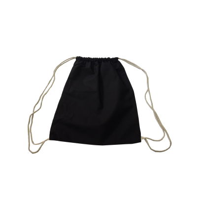 5OZ BLACK SUSTAINABLE COTTON DOUBLE DRAWSTRING BAG