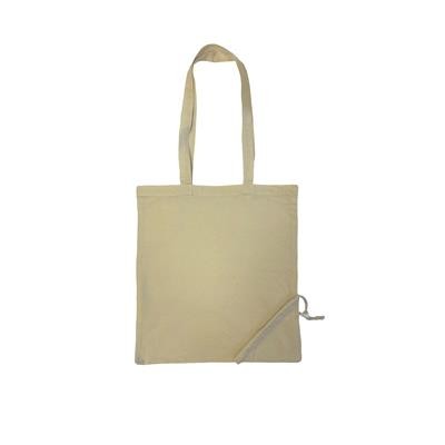 5OZ NATURAL COTTON FOLDING SHOPPER with Long Handles