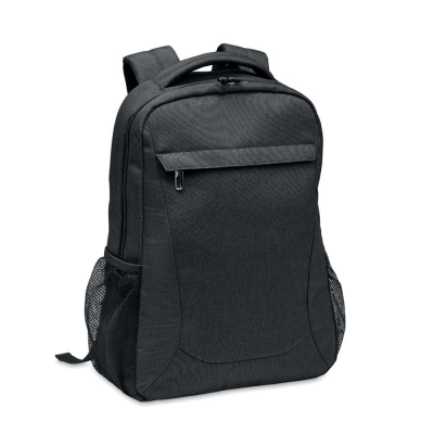 600D RPET LAPTOP BACKPACK RUCKSACK in Black