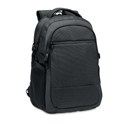 600D RPET LAPTOP BACKPACK RUCKSACK in Black