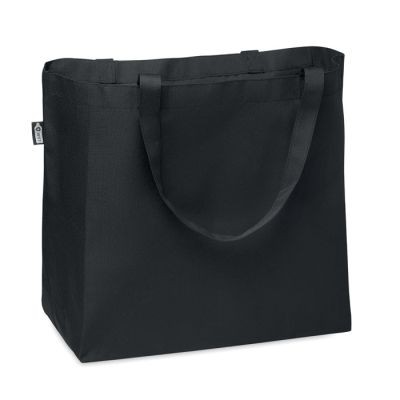 600D RPET LARGE SHOPPER TOTE BAG in Black