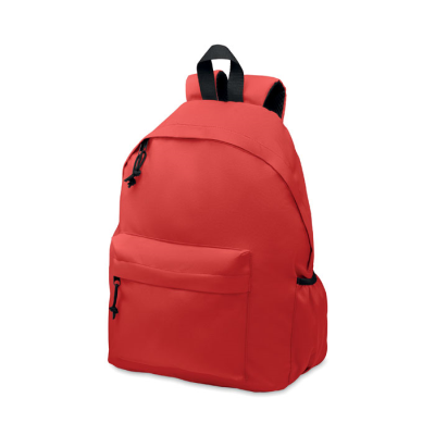 600D RPET POLYESTER BACKPACK RUCKSACK in Red