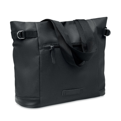 600D RPET SHOULDER BAG in Black