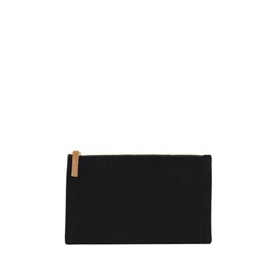 AKRABU 16OZ CANVAS BLACK ZIP POUCH with Leather Pull