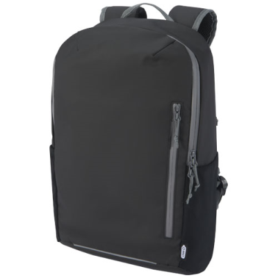 AQUA 15 INCH GRS RECYCLED WATER RESISTANT LAPTOP BACKPACK RUCKSACK 21L in Solid Black