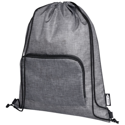 ASH RECYCLED FOLDING DRAWSTRING BAG 7L in Heather Grey & Solid Black