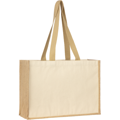 BROOKLAND ECO JUTE 10OZ CANVAS TOTE SHOPPER in Natural