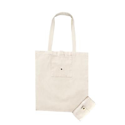 BUIBUI NATURAL 100% COTTON ECO SHOPPER 5OZ FOLDING TOTE BAG with Cotton Pocket & Popper Closure