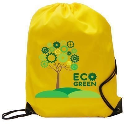 BURTON CHILDRENS 210D YELLOW POLYESTER RECYCLABLE GYM SACK DRAWSTRING BAG