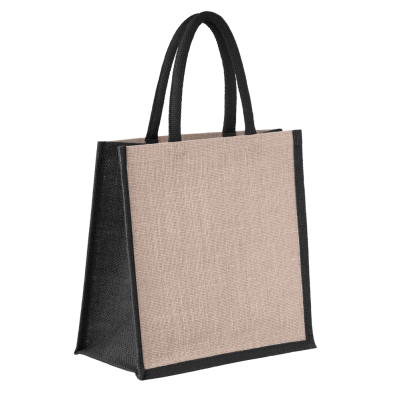 CAMBRIDGE JUTE SHOPPER TOTE BAG NATURAL & BLACK