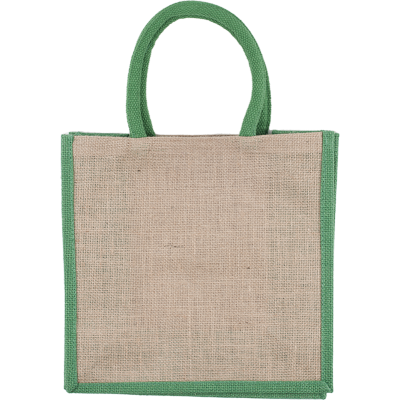 CAMBRIDGE JUTE SHOPPER TOTE BAG NATURAL & GREEN