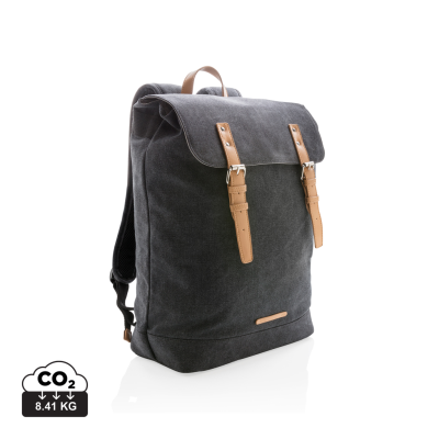 CANVAS LAPTOP BACKPACK RUCKSACK PVC FREE in Black