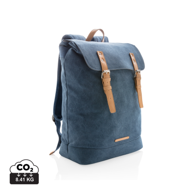 CANVAS LAPTOP BACKPACK RUCKSACK PVC FREE in Blue