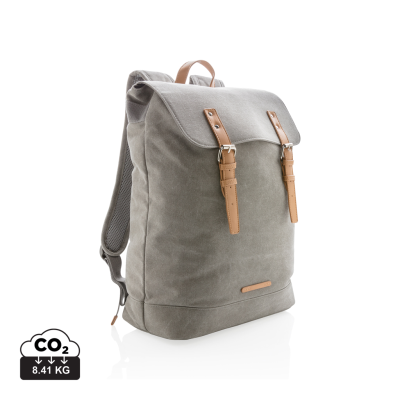 CANVAS LAPTOP BACKPACK RUCKSACK PVC FREE in Grey