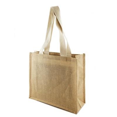 CHUI 100% ECO JUTE SHOPPER NATURAL TOTE BAG with Long Cotton Webbing Handles