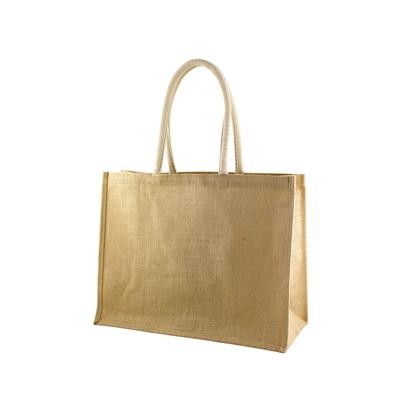 CHURA 100% ECO JUTE SHOPPER NATURAL TOTE BAG with Medium Cotton Cord Handles