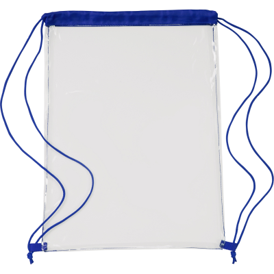 CLEAR TRANSPARENT DRAWSTRING BACKPACK RUCKSACK in Cobalt Blue