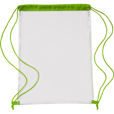 CLEAR TRANSPARENT DRAWSTRING BACKPACK RUCKSACK in Lime