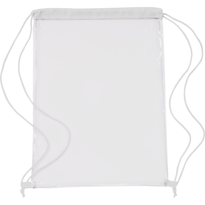 CLEAR TRANSPARENT DRAWSTRING BACKPACK RUCKSACK in White