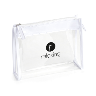 CLEAR TRANSPARENT PVC BAG with White Trim & Zipper