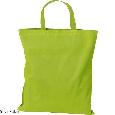 COTTON BAG with Short Handles in Apple Green