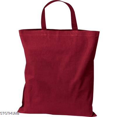 COTTON BAG with Short Handles in Burgundy