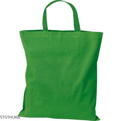 COTTON BAG with Short Handles in Green