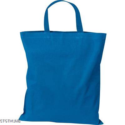 COTTON BAG with Short Handles in Light Blue