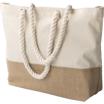 COTTON SHOPPER TOTE BAG in Khaki